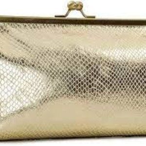 Patricia Nash Metallic Python Potenaz Clutch Bag Handbag Purse Gold